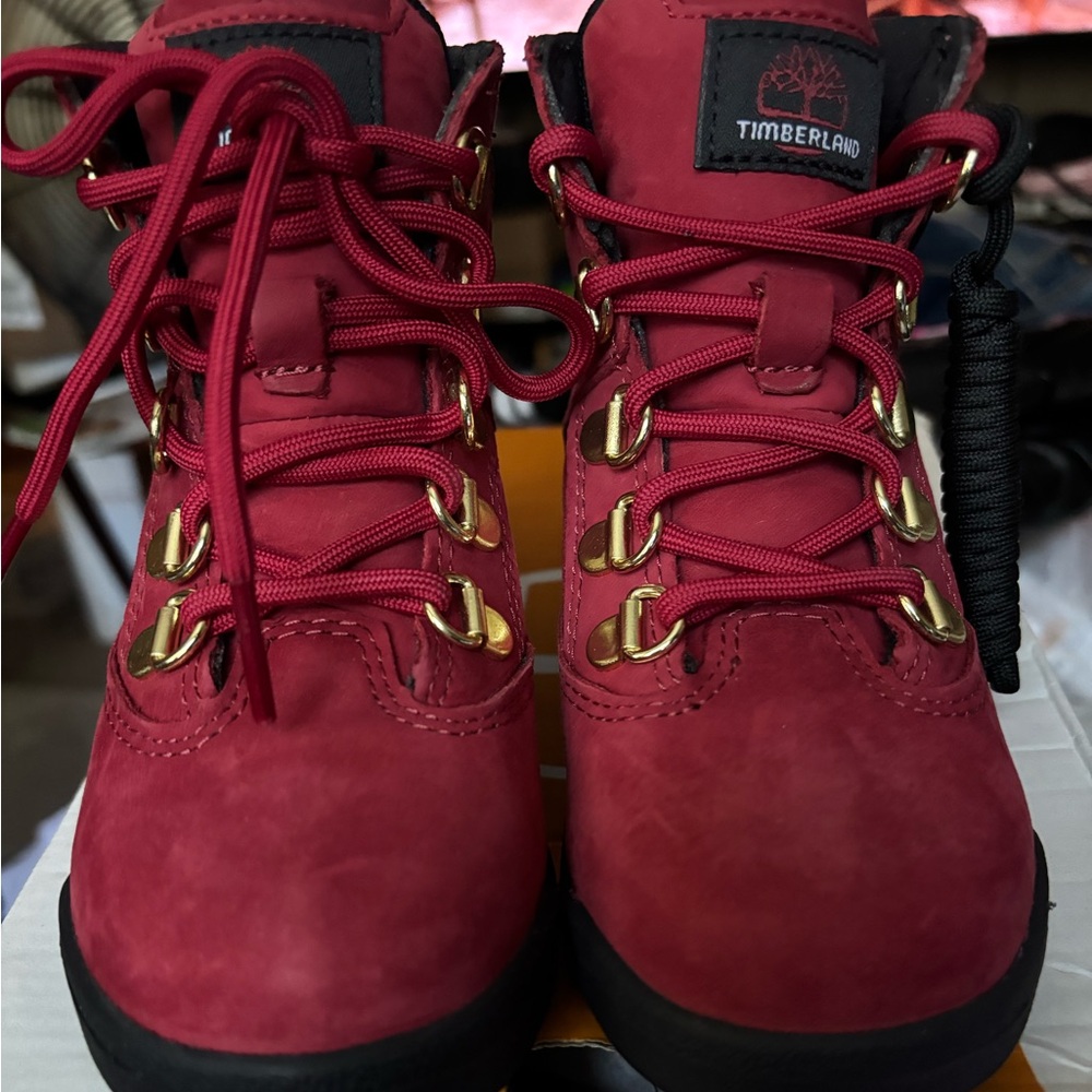 Timberland Burgundy Boots with Gold Eyelets